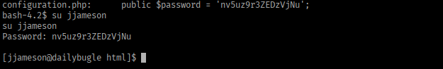 Successfully switching to jjameson with the recovered password