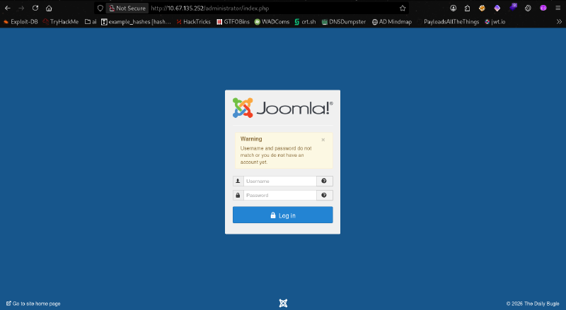 The Joomla administrator login page