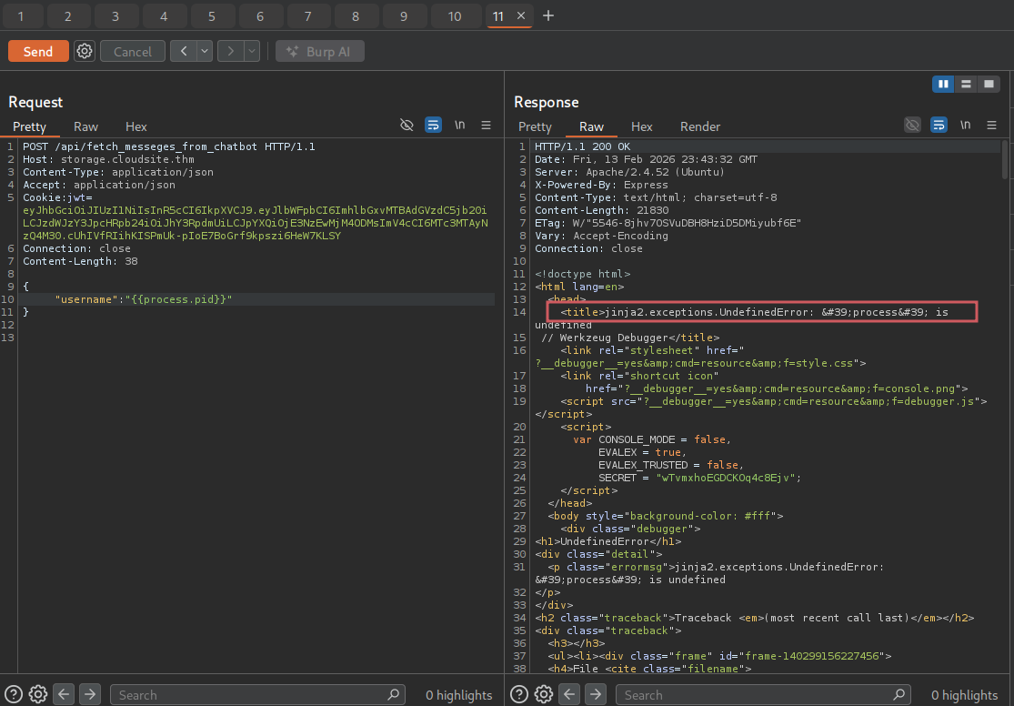 Error confirming Jinja2 template engine
