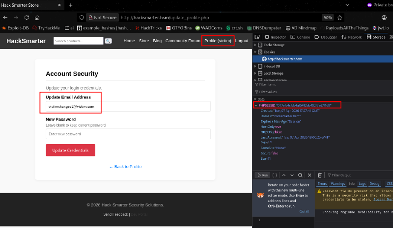 Email successfully changed via GET bypass