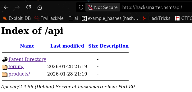 Directory listing on /api/